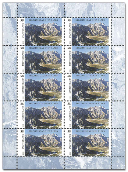 Zehnerbogen Sonderbriefmarke Berchtesgadener Alpen