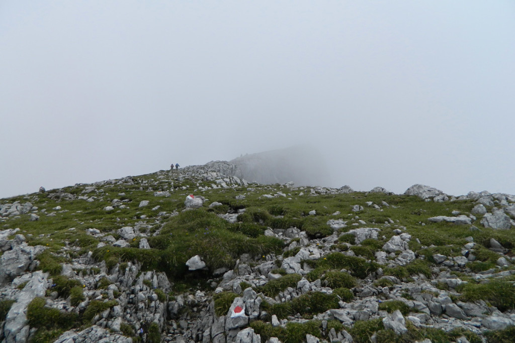 Aufstieg zum Kammerlinghorn im Nebel
