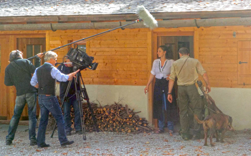 Dreharbeiten des Bayerischen Fernsehens am Wimbachschloss