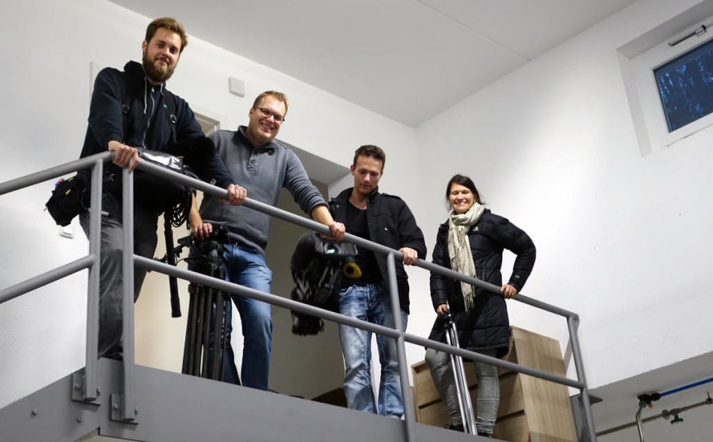 Das Team des Bayerischen Fernsehens beim Bad Reichenhaller Mineralwasser