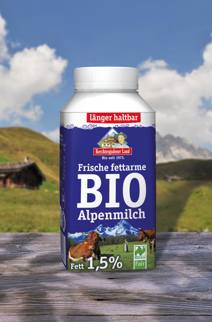 Die neue ¼ Liter Bio-Alpenmilch fettarm von Berchtesgadener Land 