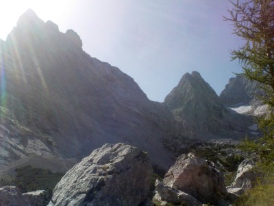Blick von der Blaueishütte Richtung Gletscher, Schärtenspitze und Steinberg