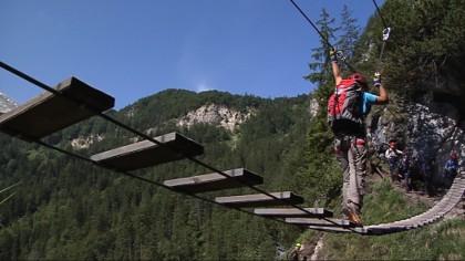 Die Hängebrücke im Grünstein-Klettersteig