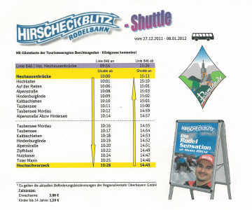 Fahrplan Hirscheckblitz Shuttle