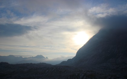 Schönfeldspitze in Wolken