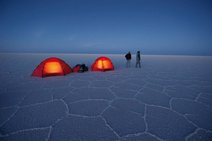 Zeltübernachtung auf dem Salar de Uyuni, Altiplano, Bolivien© Michael Martin