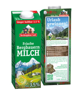 Onpack-Aktion auf der frischen Bergbauern-Milch macht Lust aufs Wandern in der Ramsau im Berchtesgadener Land.
