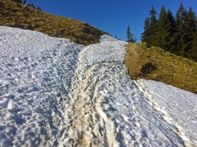 Auf dem Weg zum Gipfel waren eine Stellen noch schneebedeckt