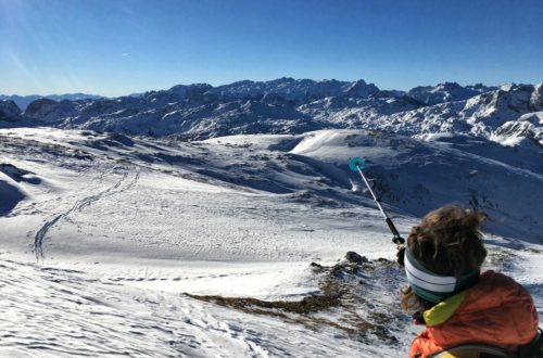 Bergführerin Nina Schlesener unterwegs auf der Skitour auf der Kleinen Reibn